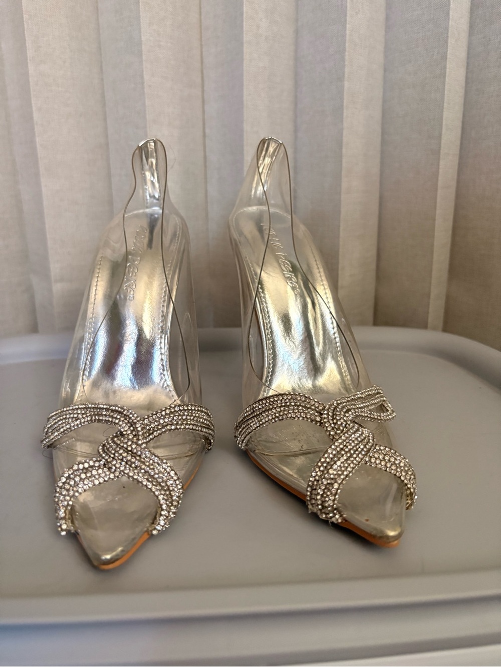 Public Desire loxi clear pumps with silver detailing
